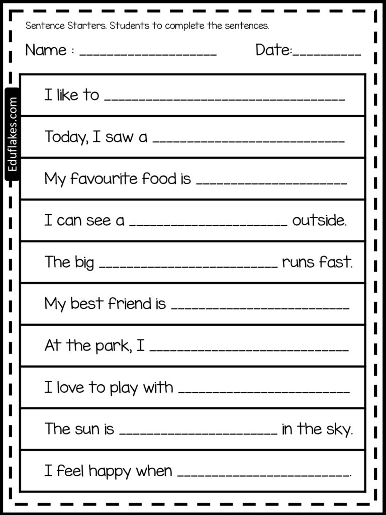 sentence building printables
