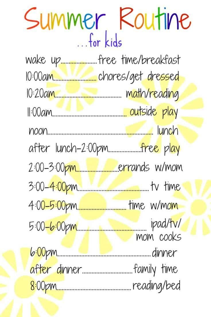 10 Free Summer Daily Schedule Templates Sanity Saving Printables 
