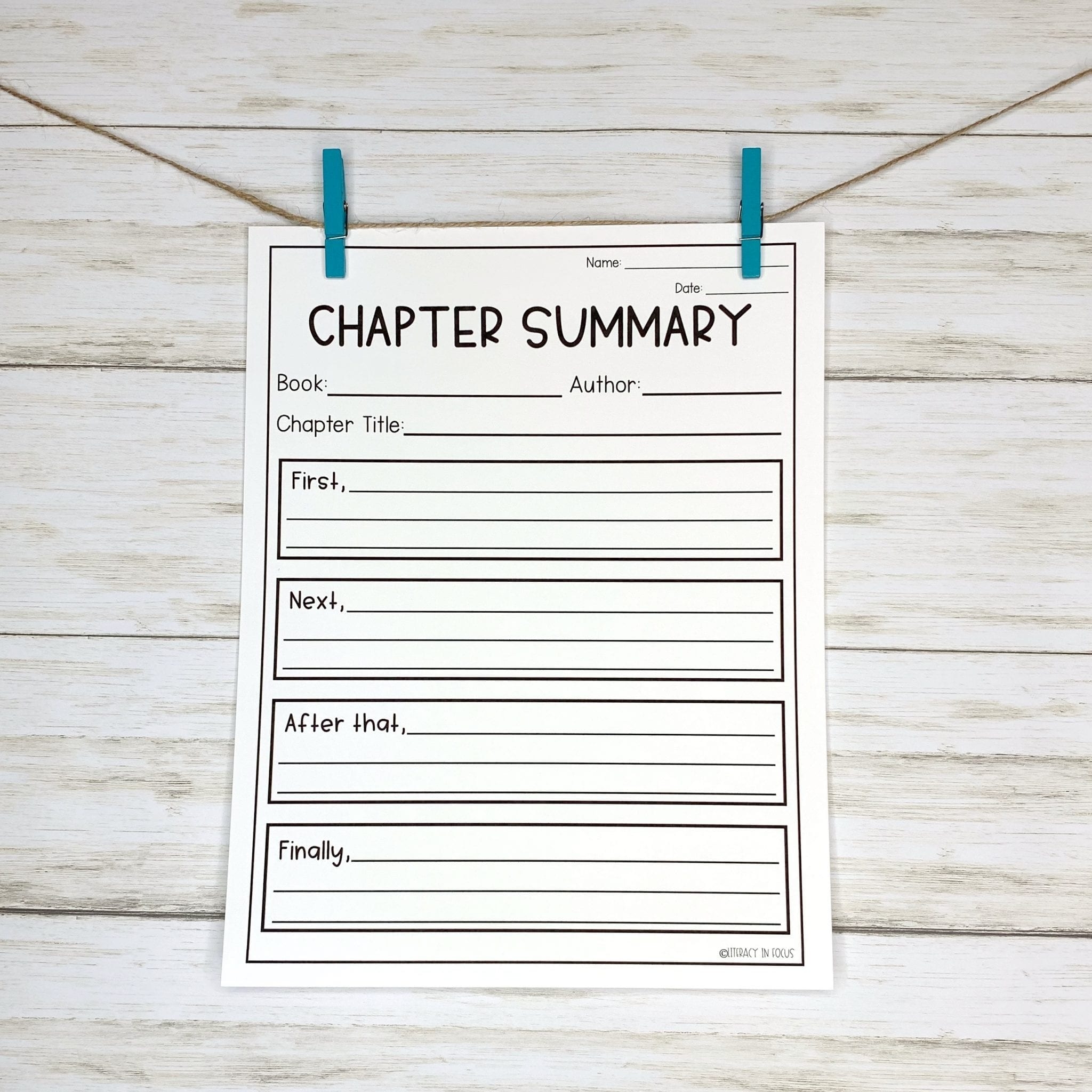 free printable chapter summary template