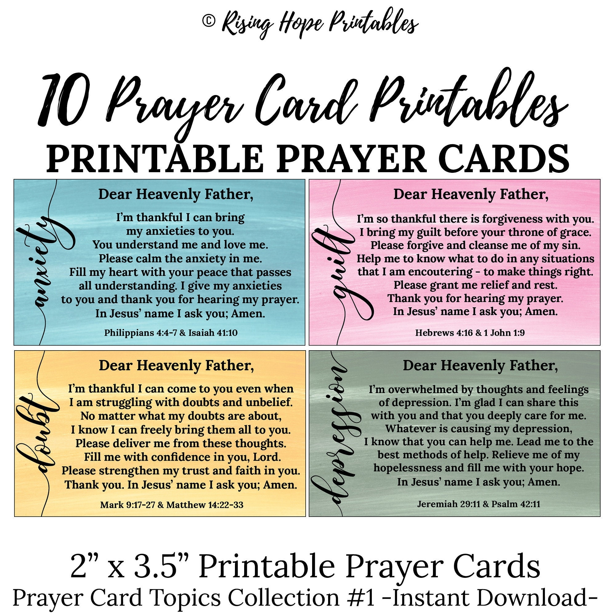 10 Printable Topic Prayer Cards C1 INSTANT DOWNLOAD Prayer Cards Printable Prayers Christian Scripture Card Prayers For Anxiety More Etsy Denmark