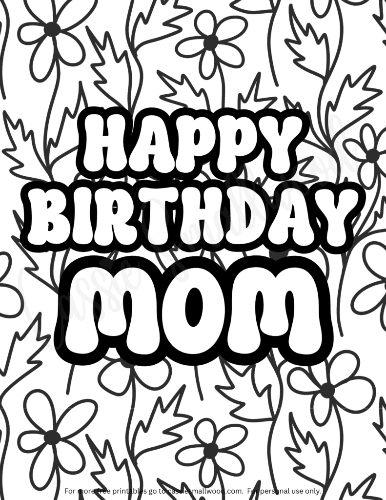 coloring pages happy birthday mom