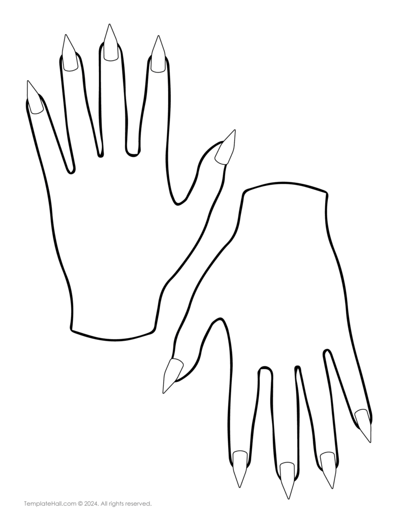 printable hand template with nails