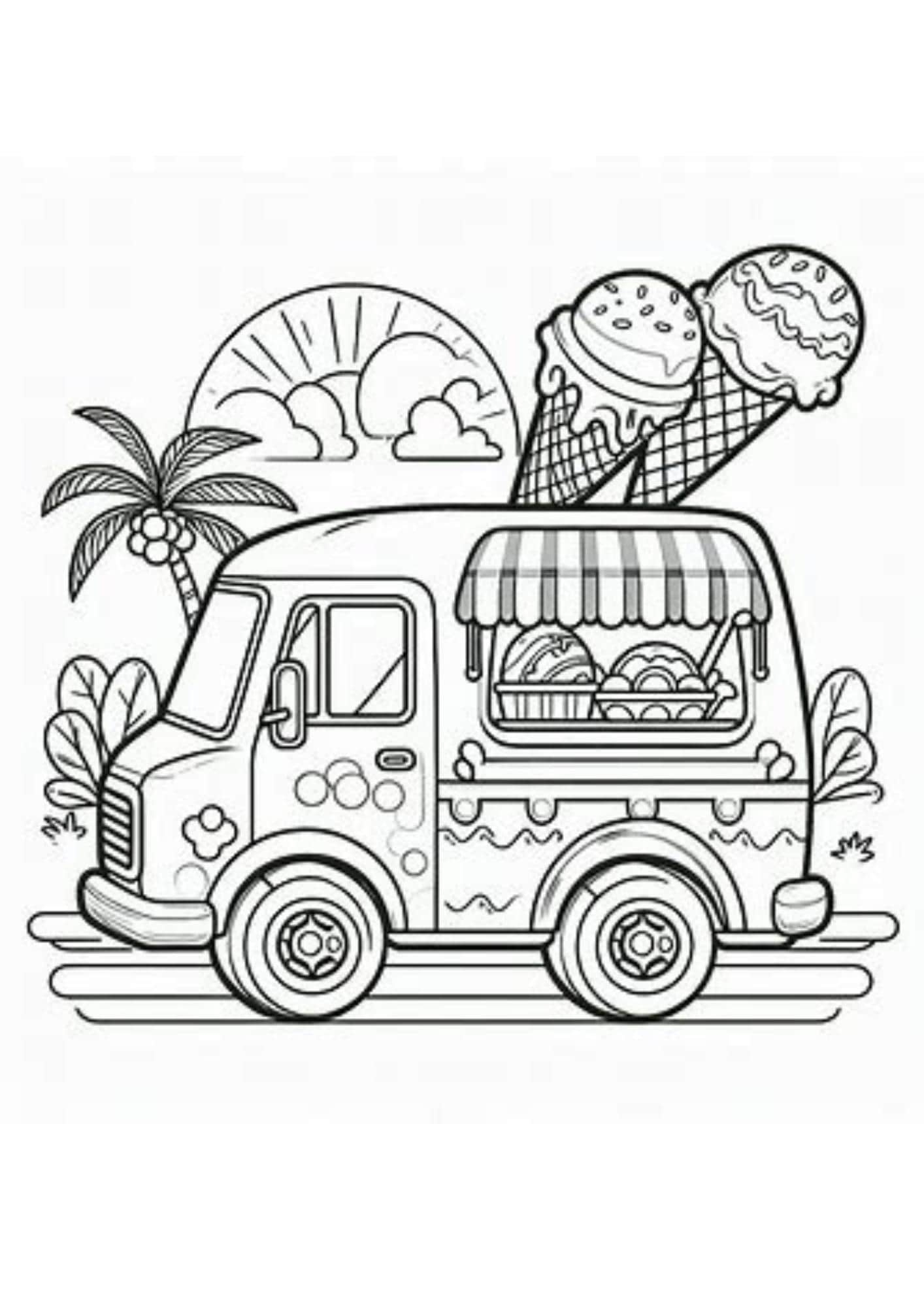 12 Ice Cream Truck Colouring Pages For Kids Cute And Simple Designs Etsy