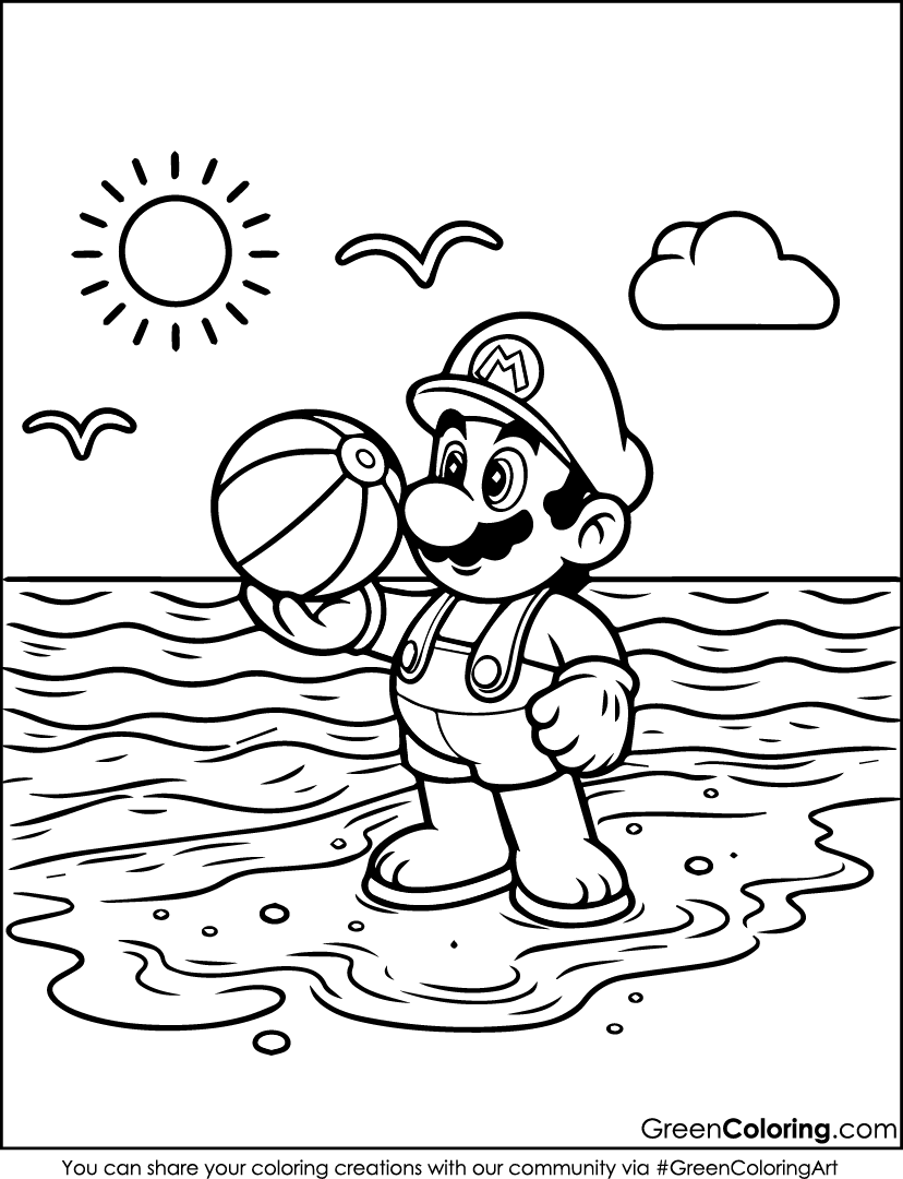 mario colouring pages printable