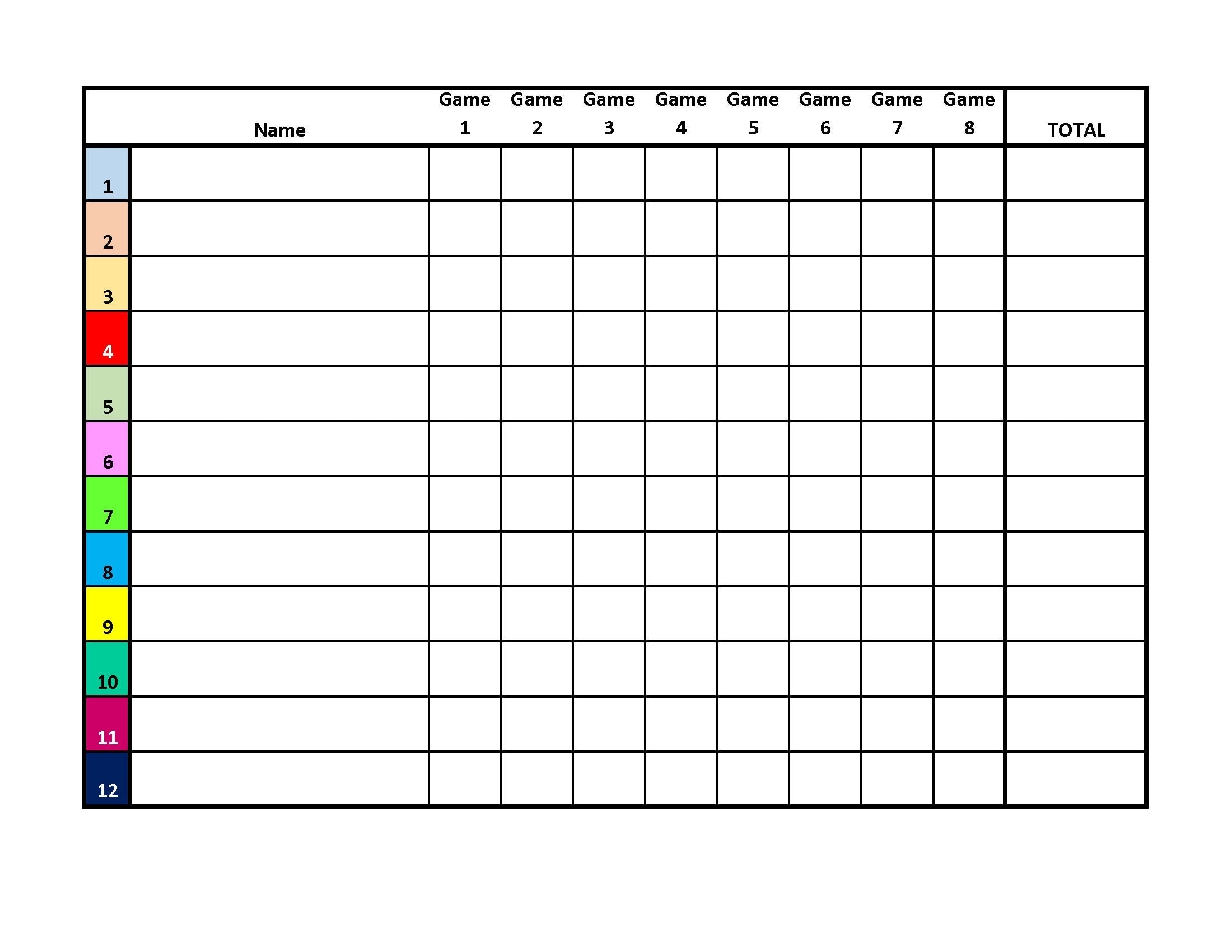 12 player Euchre Tournament Score Sheet And Rotations PDF Printable Color Etsy