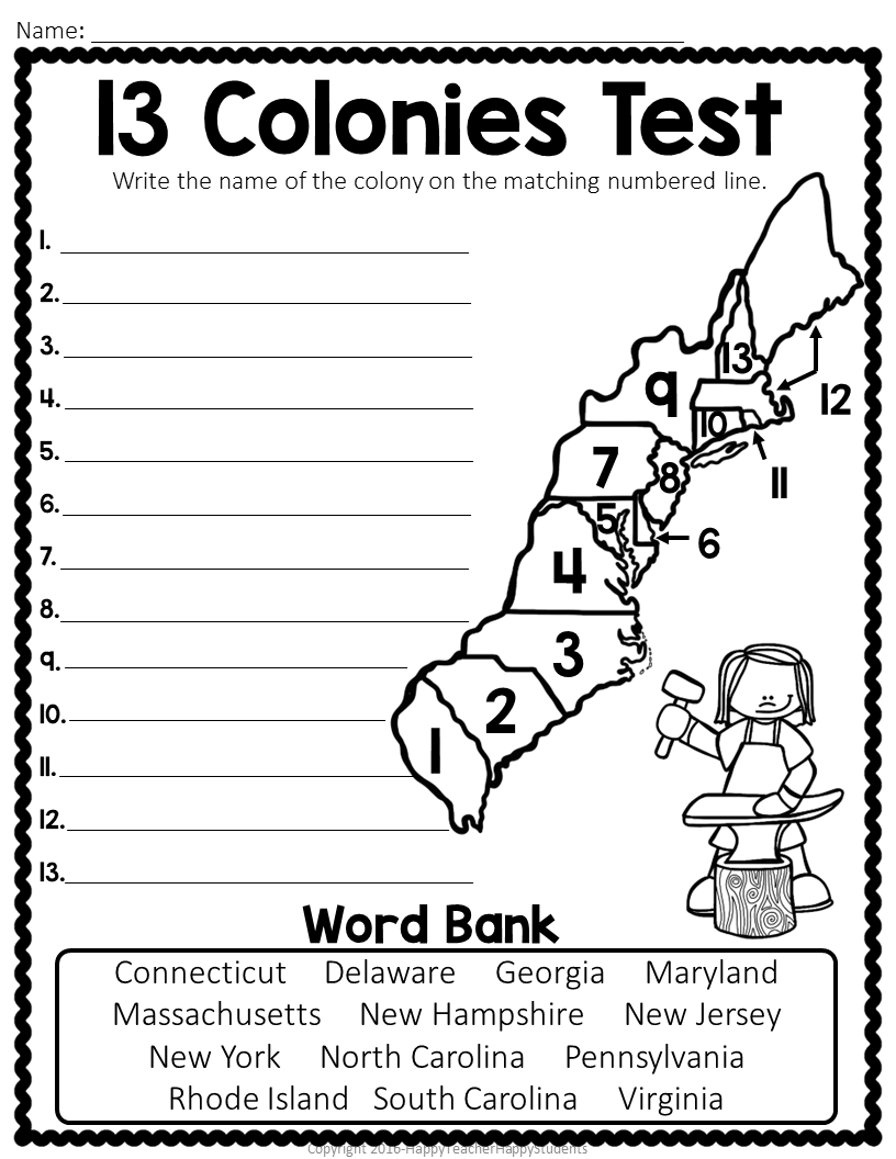 13 colonies printable map