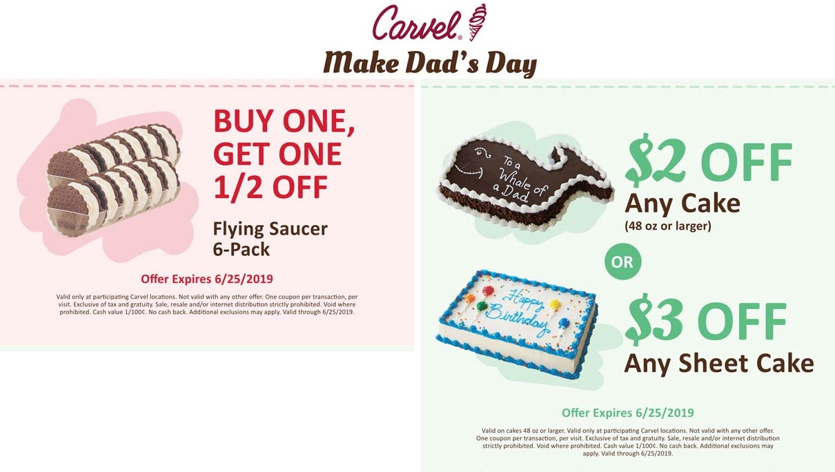  2 3 Off Ice Cream Cake More At Carvel Carvel January 2026 Coupons Promo Codes Deals 