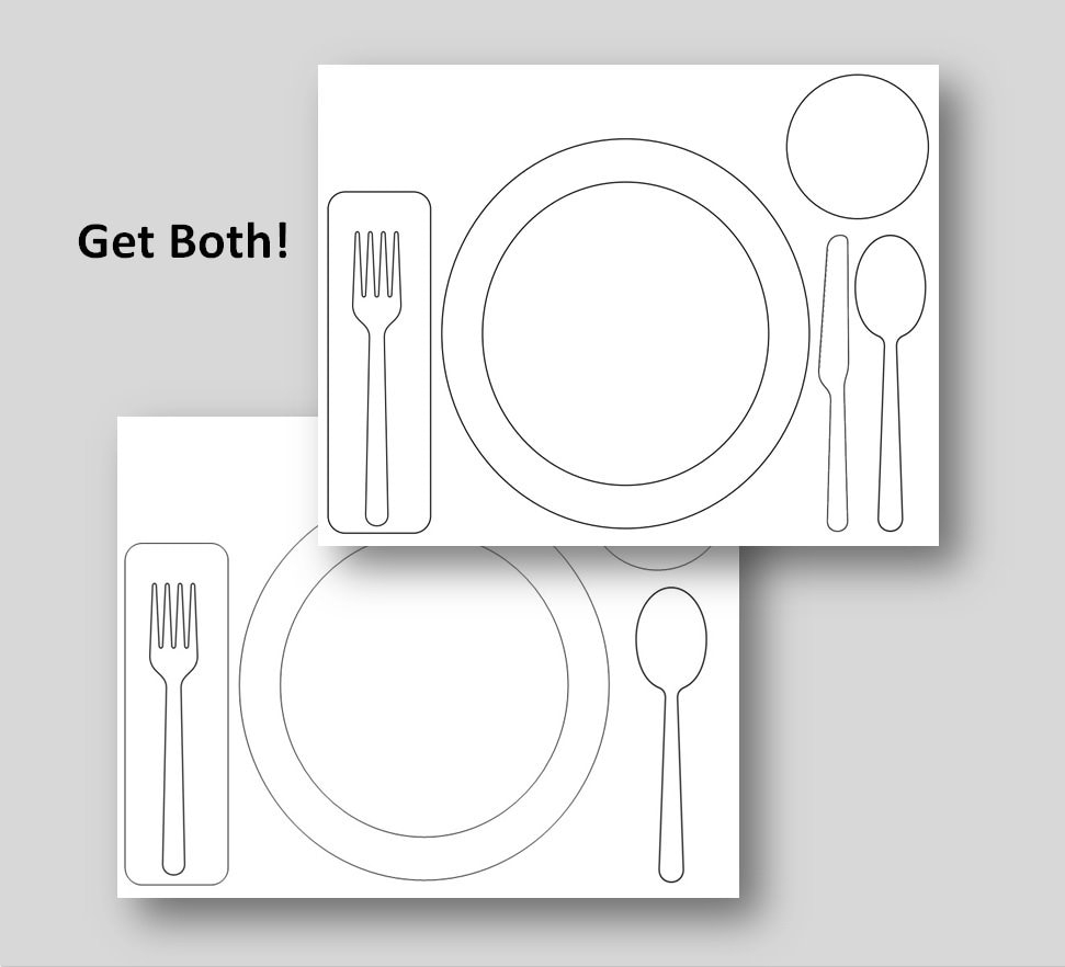 2 Pages Printable Montessori Placemat Simple Design 2 Versions With Knife And Without Digital Download Etsy
