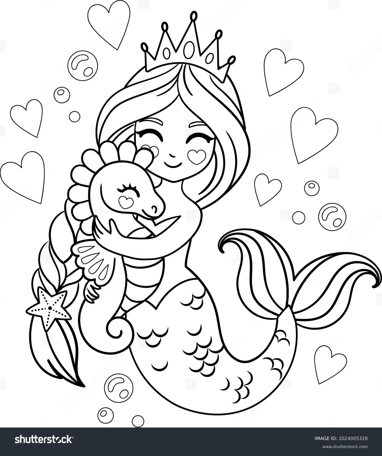 colouring picture of mermaid