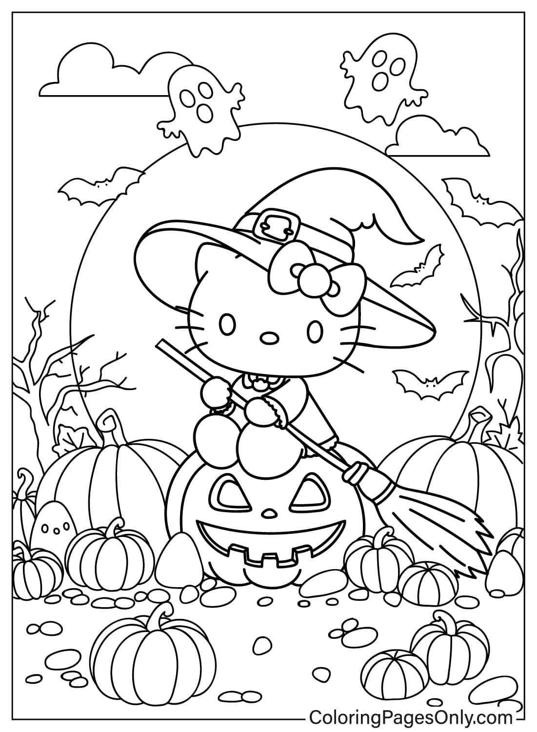 hello kitty coloring pages halloween