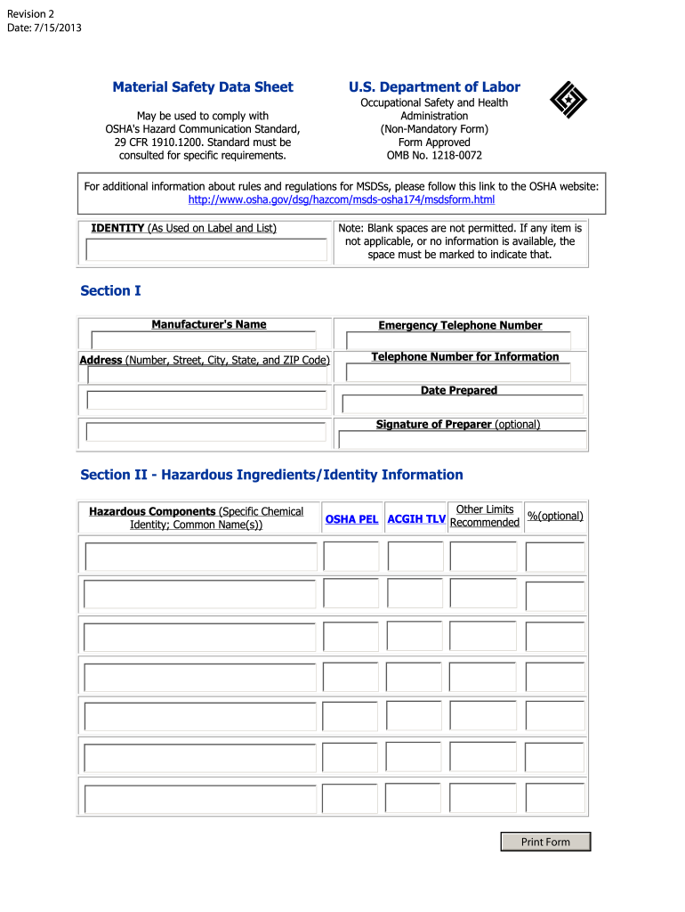 free printable msds sheets online pdf