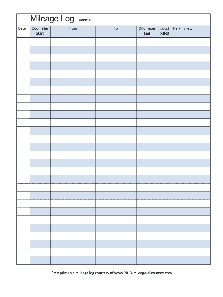 2013 2026 Form Mileage Allowance Free Printable Mileage Log Fill Online Printable Fillable Blank PdfFiller