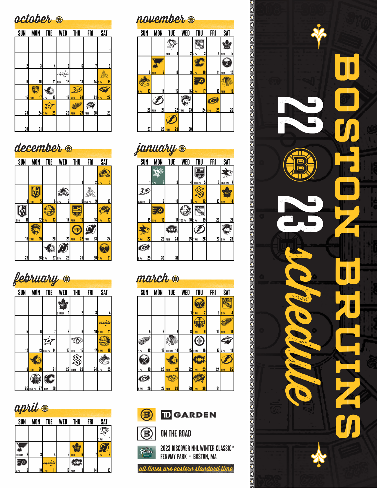 2022 23 Schedule Boston Bruins