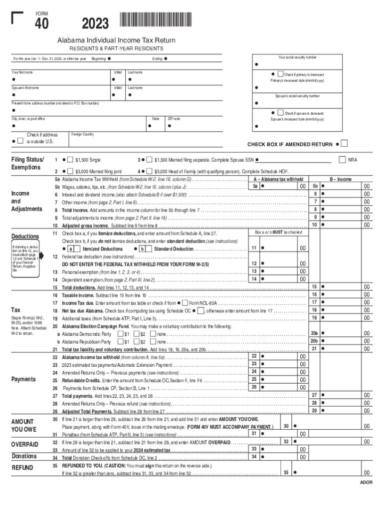 2023 2026 Form AL ADoR 40 Fill Online Printable Fillable Blank PdfFiller