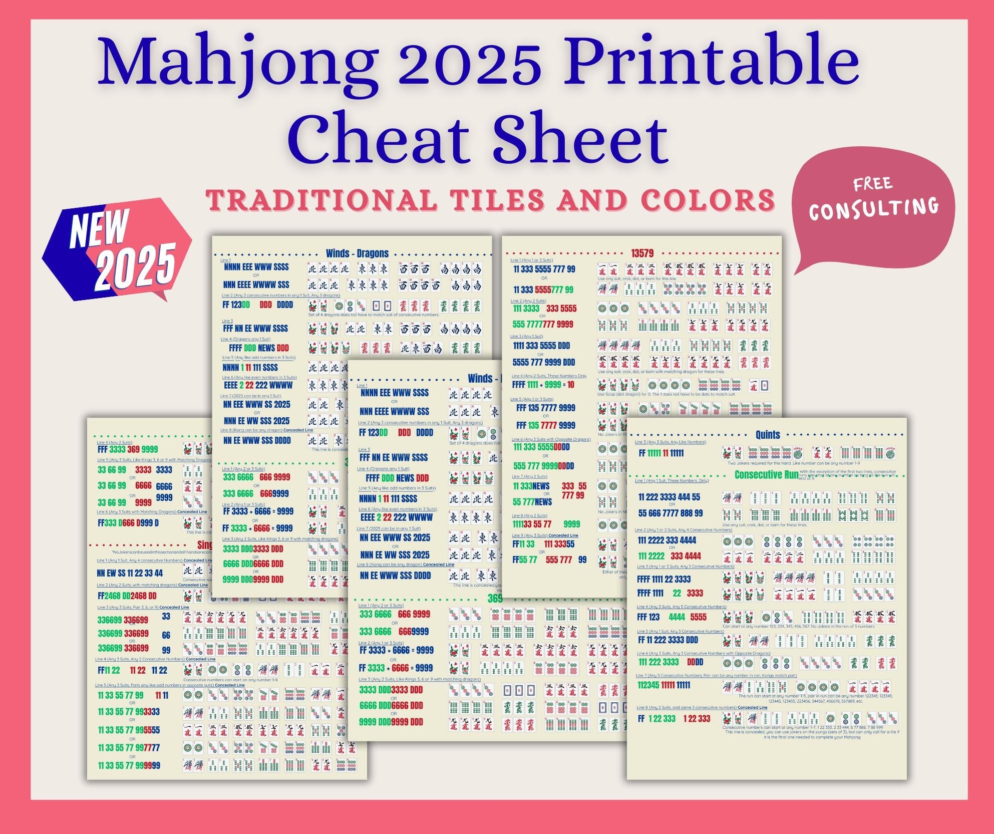 2024 mahjong card pdf printable