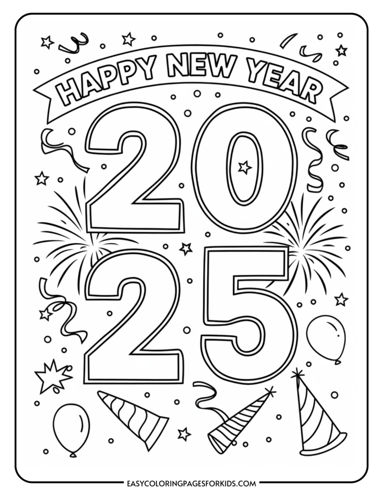 2025 Coloring Pages 4 Free Printable Pages Easy Coloring Pages For Kids