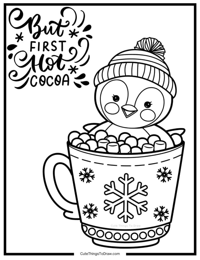 cute winter colouring pages