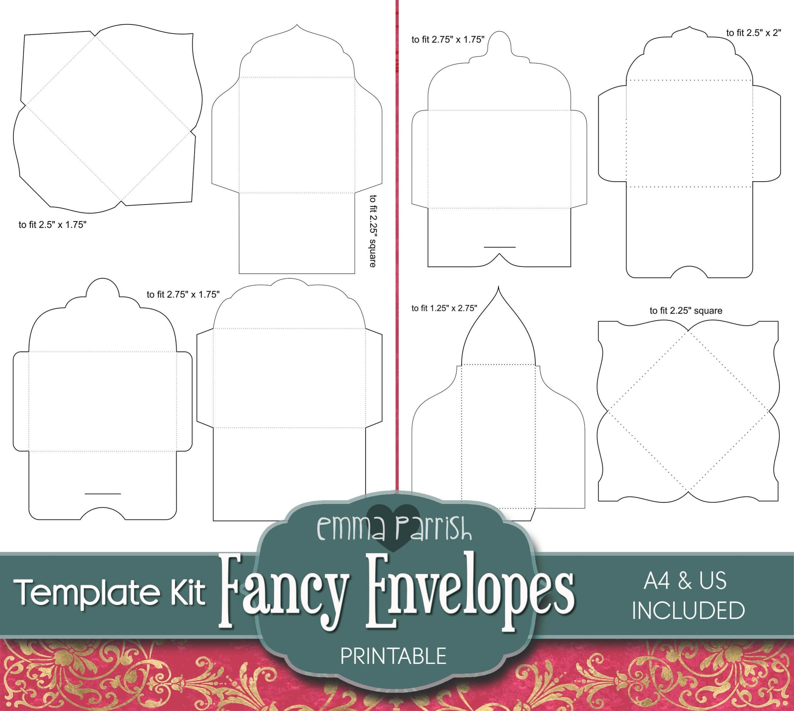 25 Printable Envelope Template Kit Junk Journal Ephemera Card Making Fancy Scalloped Invitation Add On Insert Wallet Template Etsy