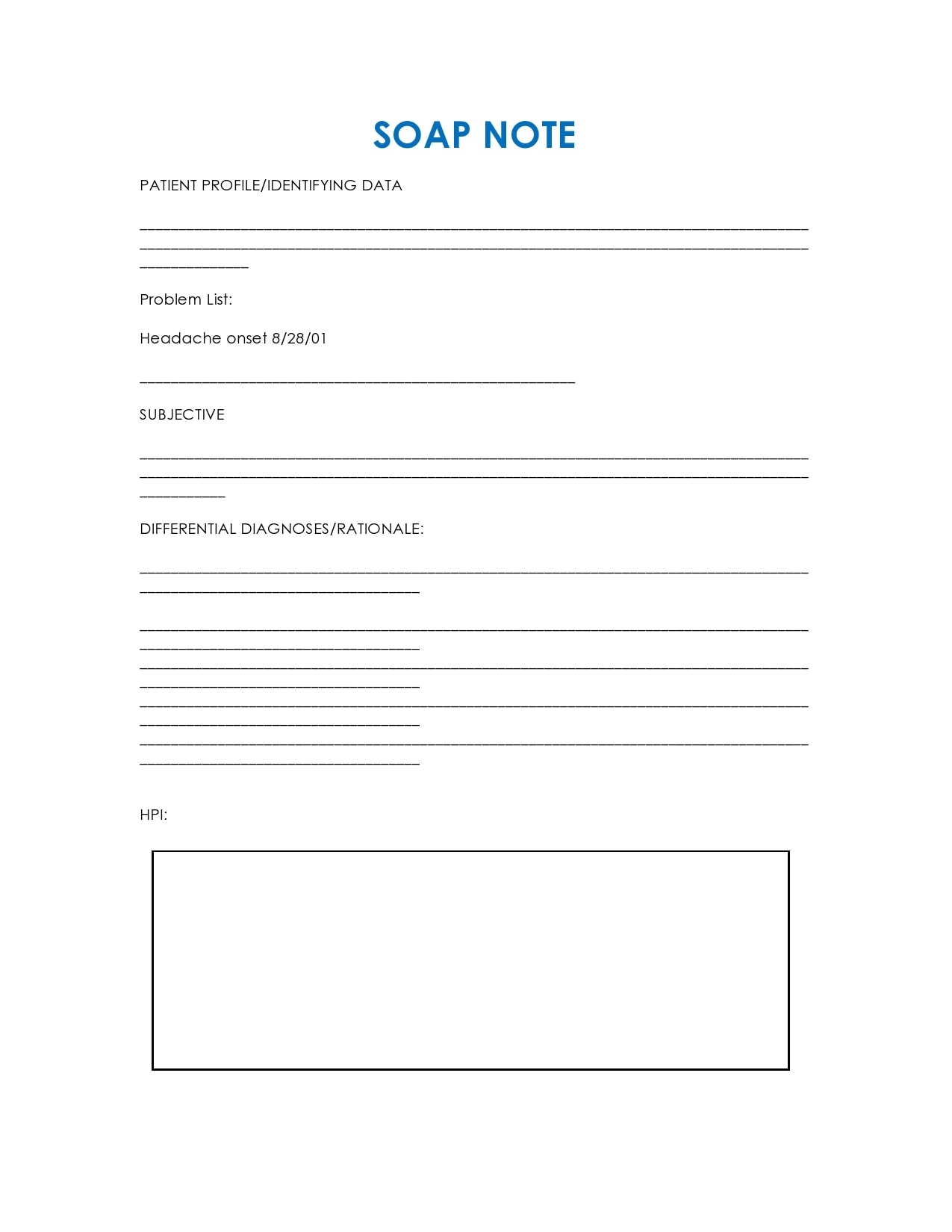 free printable soap note template