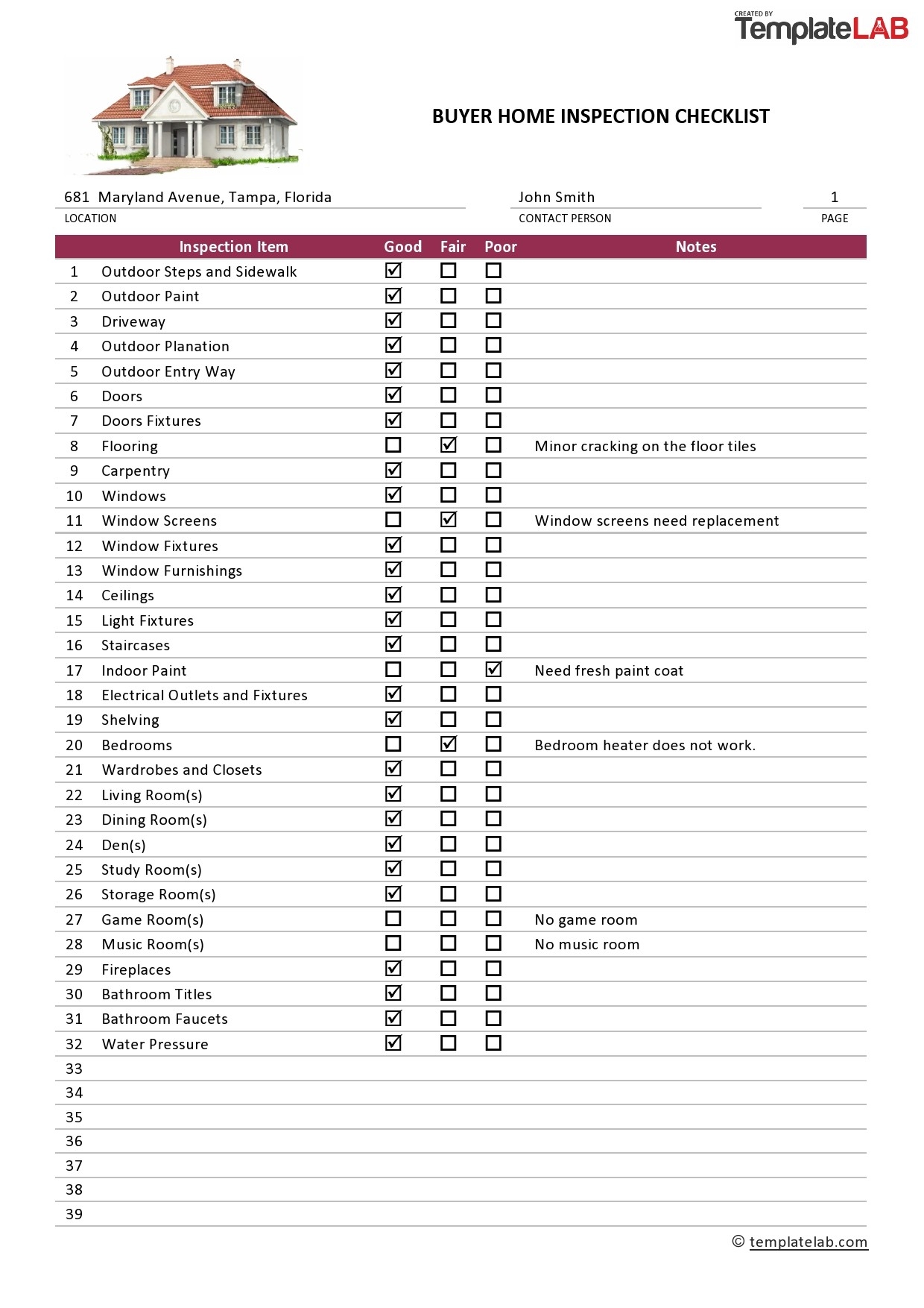 printable new home construction checklist pdf