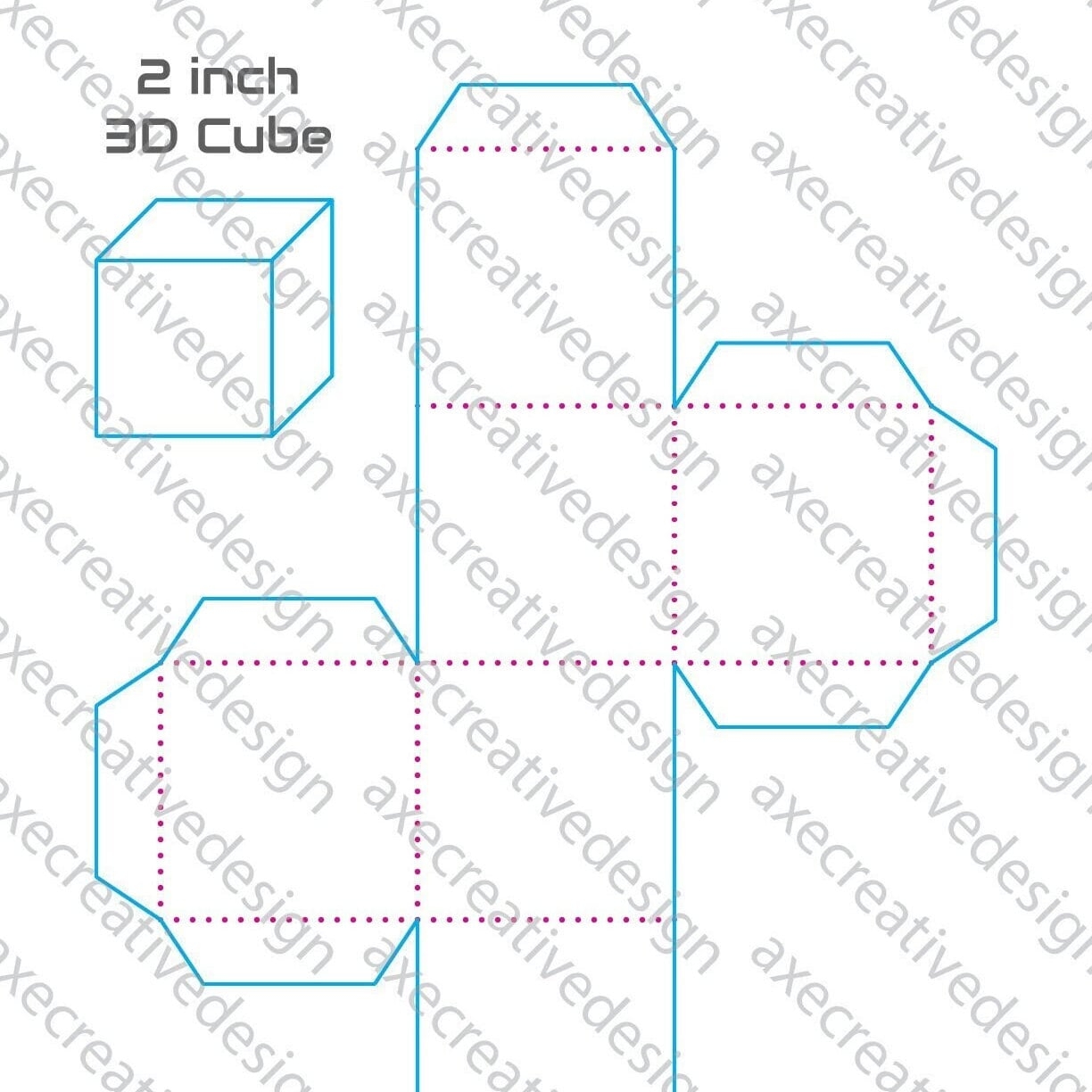 3D Cube 2 Inch Foldable Template Digital Download Print At Home DYI Origami Craft Shape Box Cut Out Cricut Cutter Pattern SVG PDF Etsy
