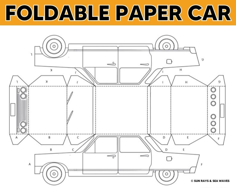 3D Foldable Paper Car Craft Printable Download Color Cut Fold Glue Classic Car Etsy Sweden