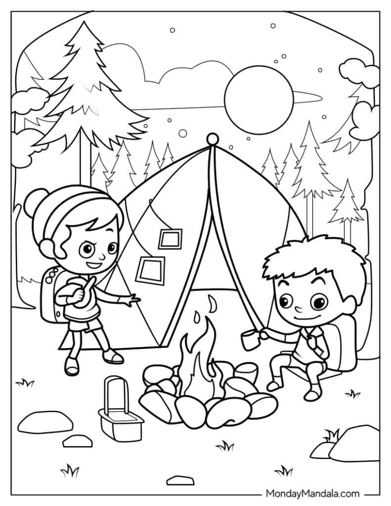 coloring pages for camping