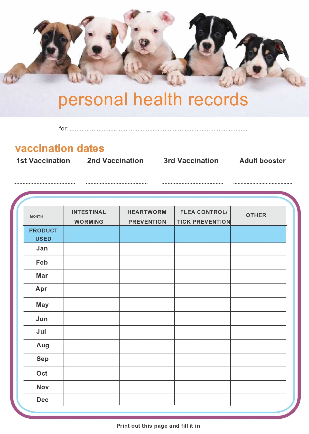 free printable pet vaccination record pdf