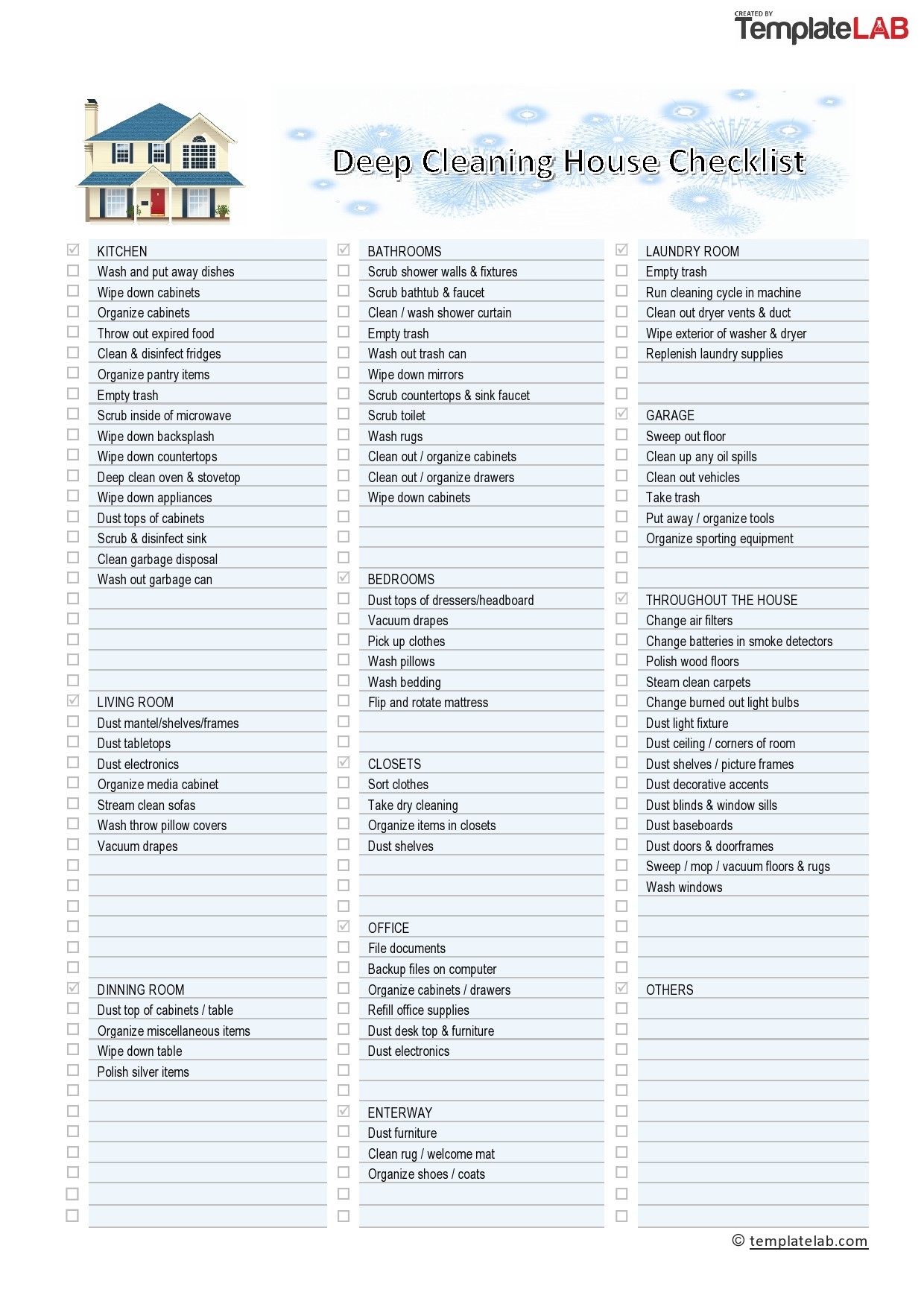 pdf professional house cleaning checklist printable