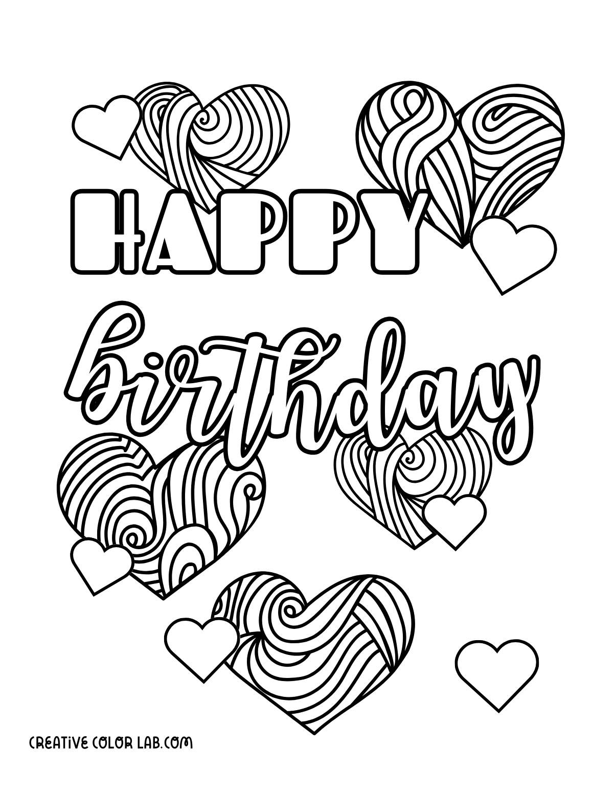 happy birthday coloring pages printable pdf