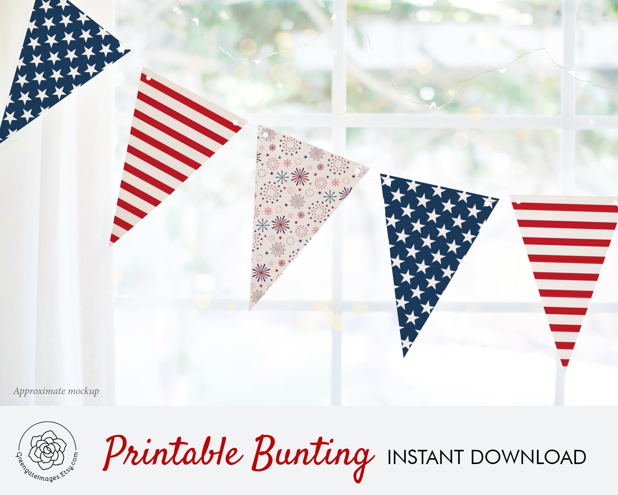 4th Of July Banner Bunting Stars And Stripes Independence Day Ideas American Flag Party Printables Red White Blue Patriotic Decor Etsy