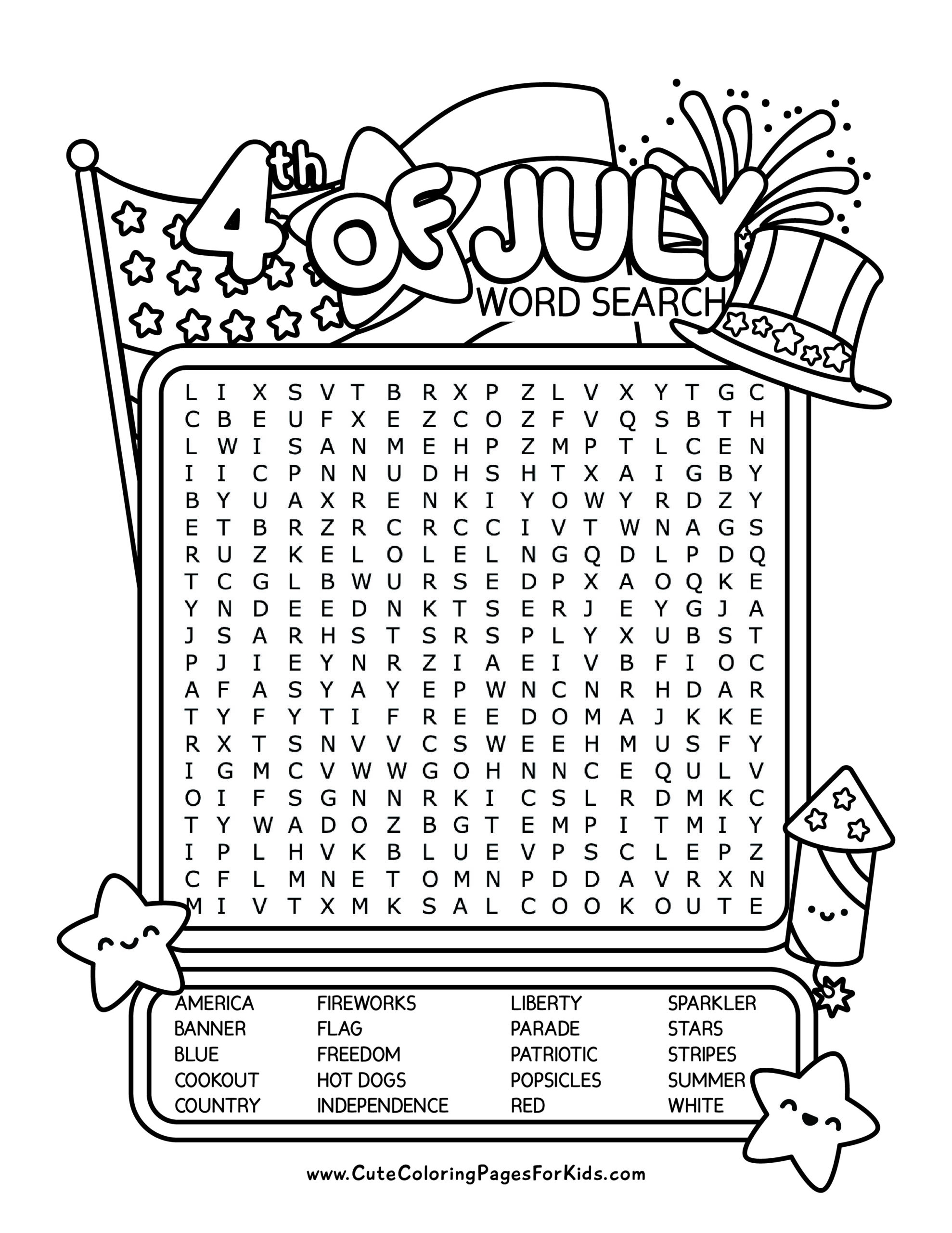 4th of july word search