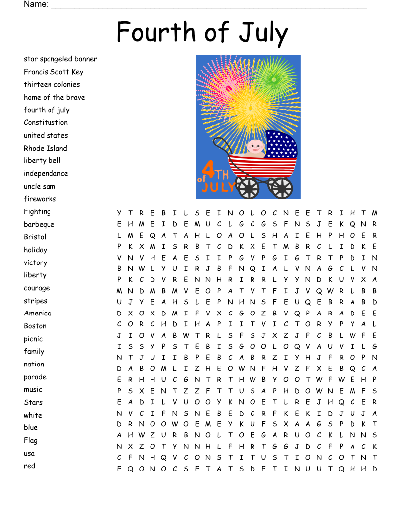 july 4 word search