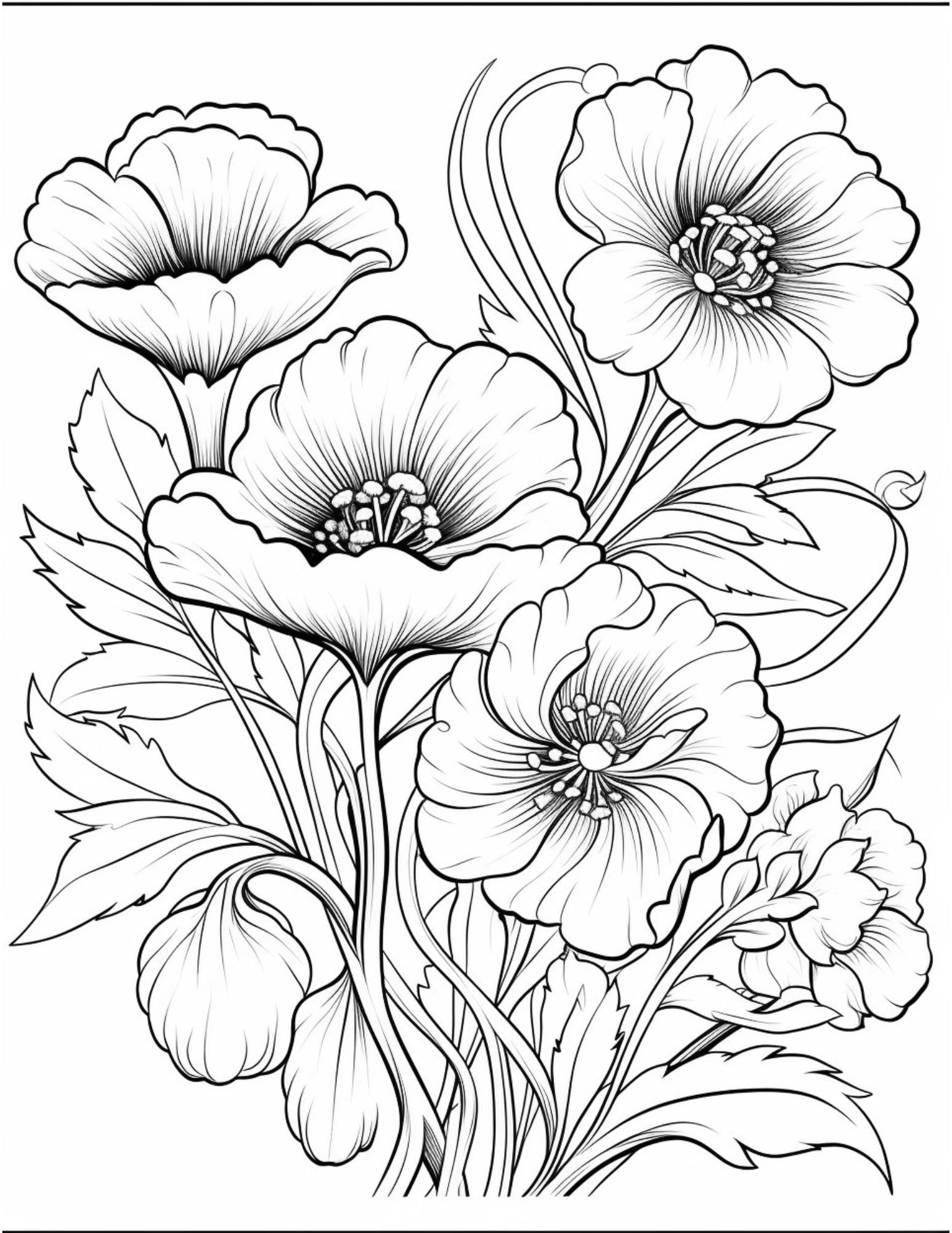 free coloring pages flowers printable