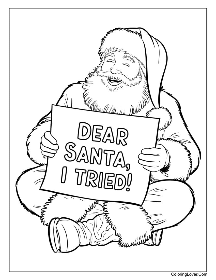 printable santa colouring pages