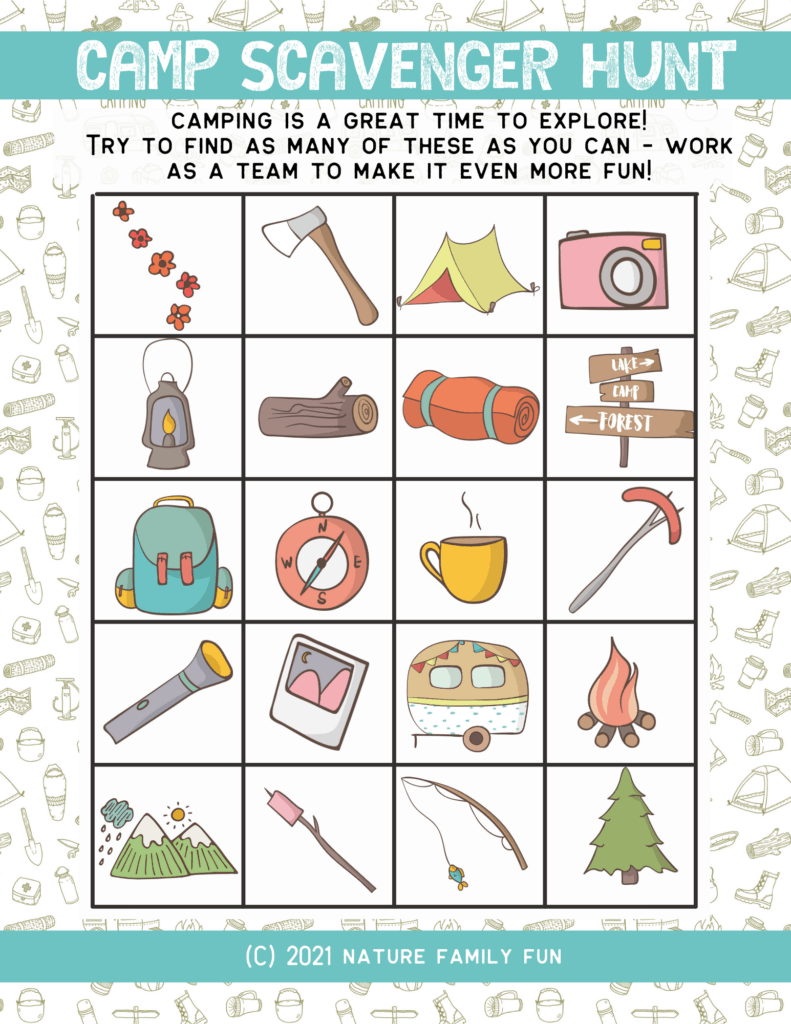7 Free Camping Scavenger Hunt Printables For Kids The Crazy Outdoor Mama