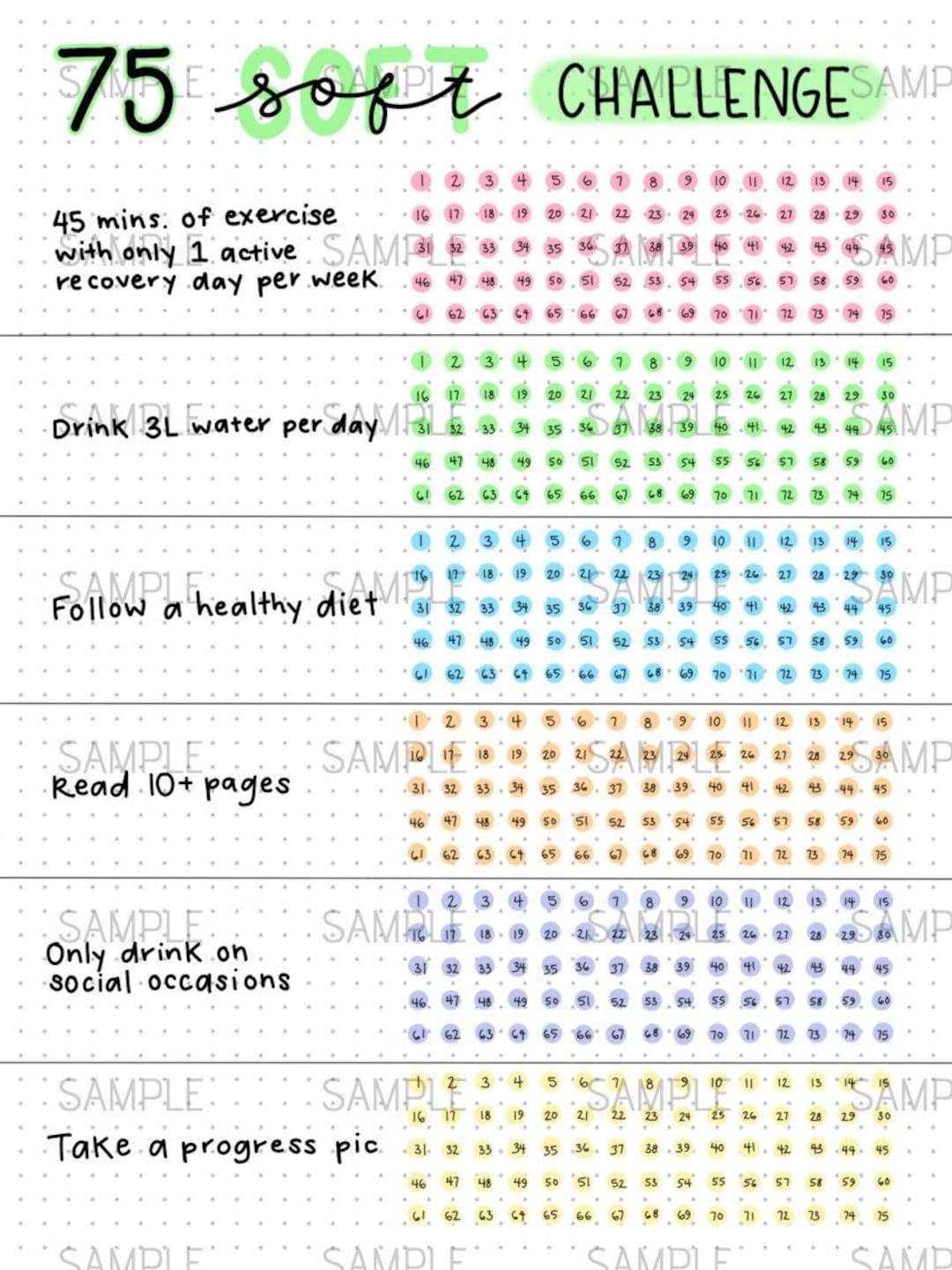 75 Soft Challenge Tracker Digital PDF Download Bullet Journal Spreads Pages Bujo Journaling Etsy Israel