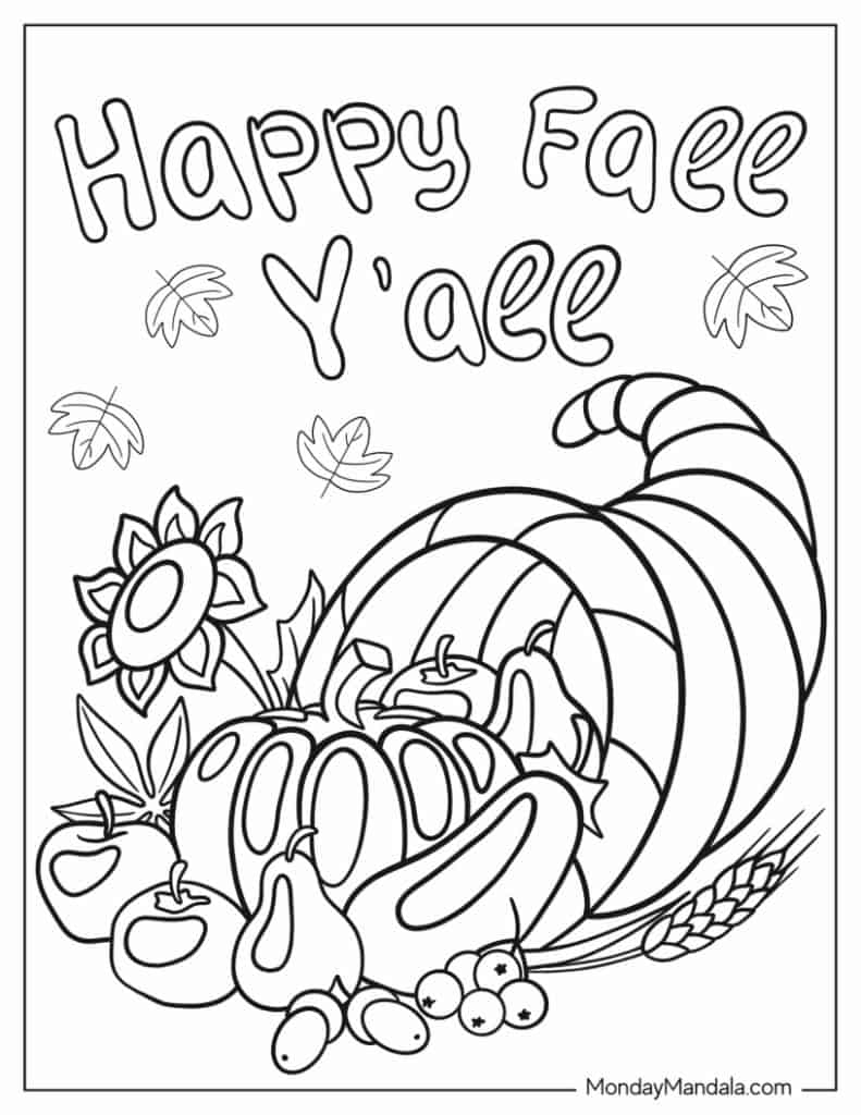 happy thanksgiving coloring page