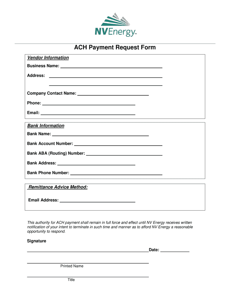 printable blank ach authorization form template