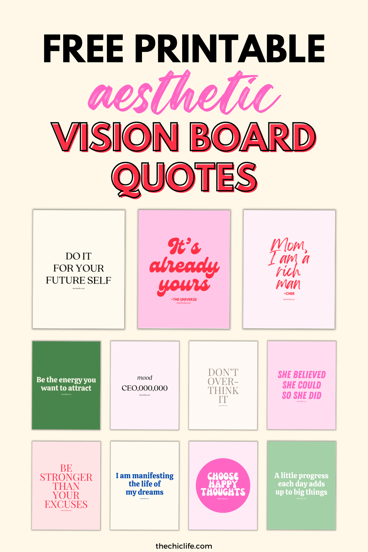 Aesthetic Vision Board Quotes 2026 Free Printable Of Beautiful Graphics The Chic Life