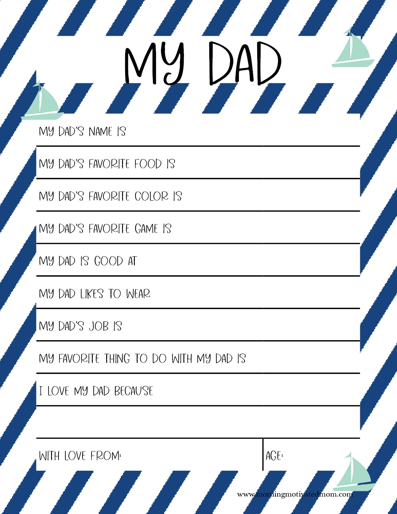all about dad free printable
