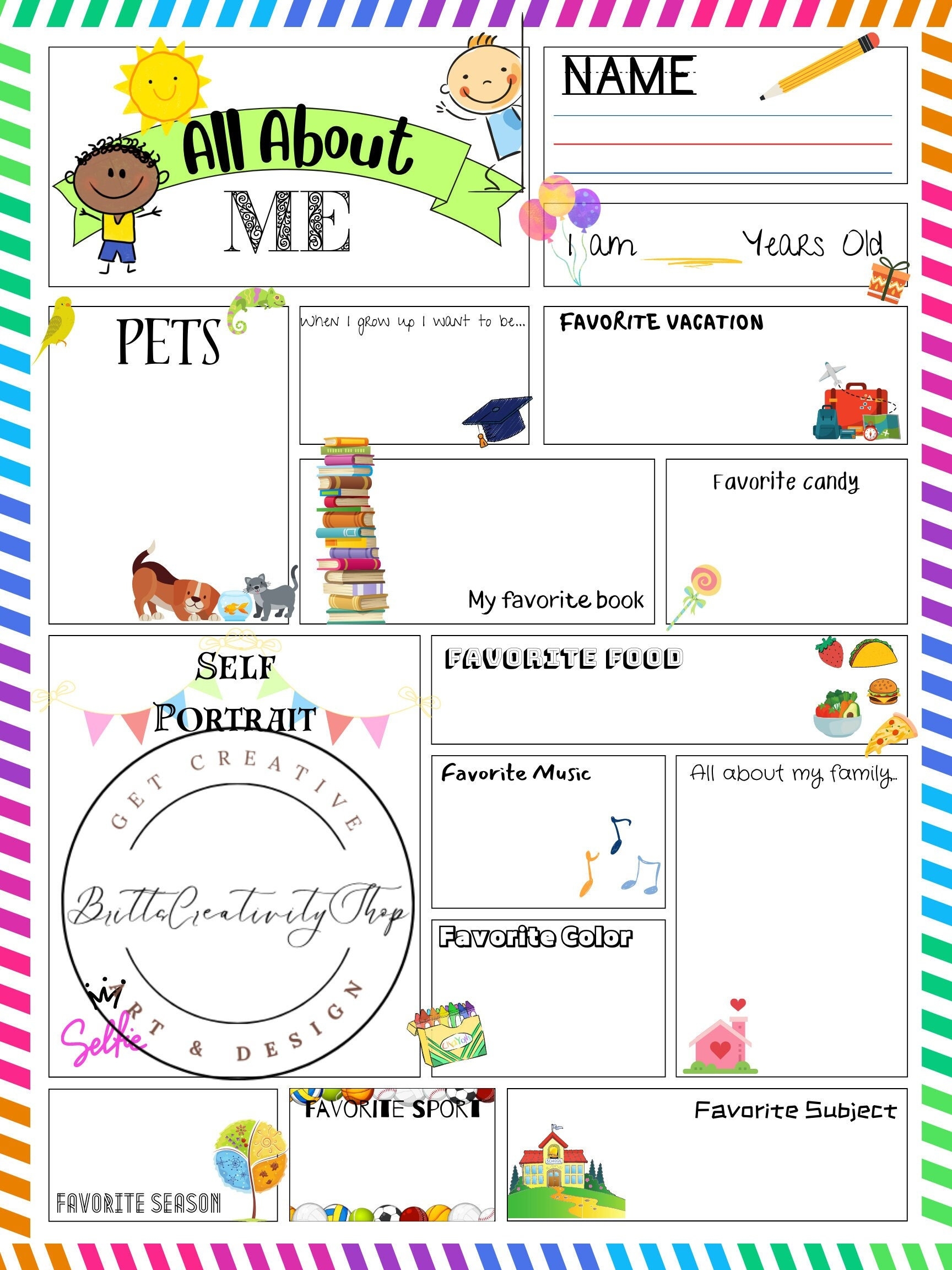 all about me poster printable pdf