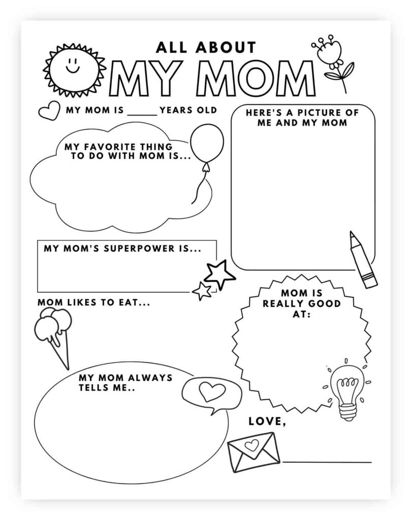 all about my mom printable pdf