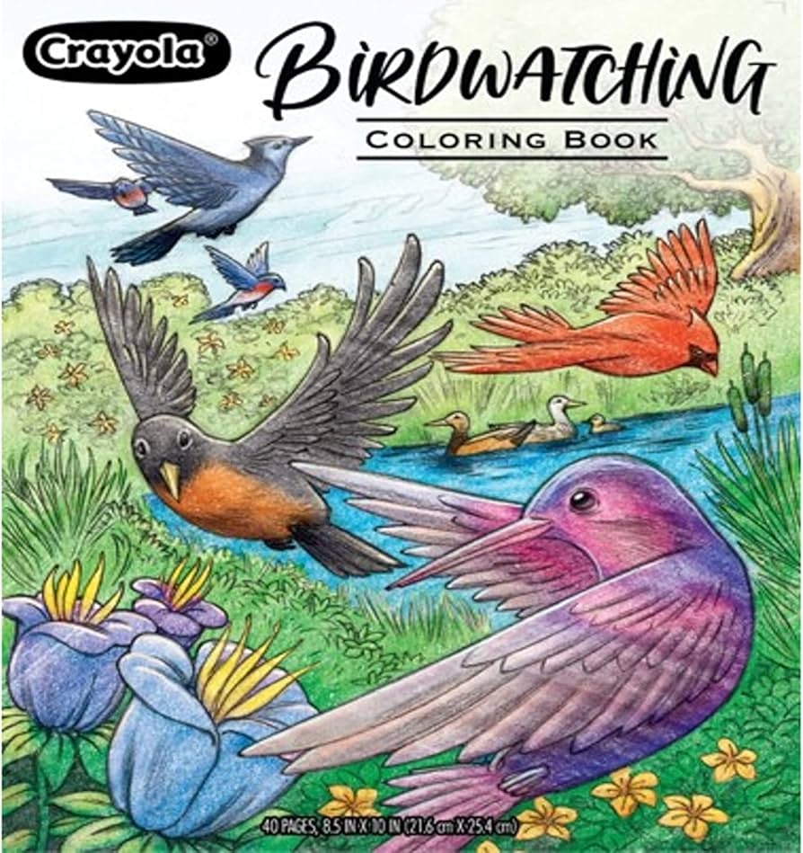 Amazon Crayola Bird Coloring Book 40pgs Adult Coloring Pages 8 5 X 10 Stress Relieving Coloring Mindfulness Activity For Adults Everything Else