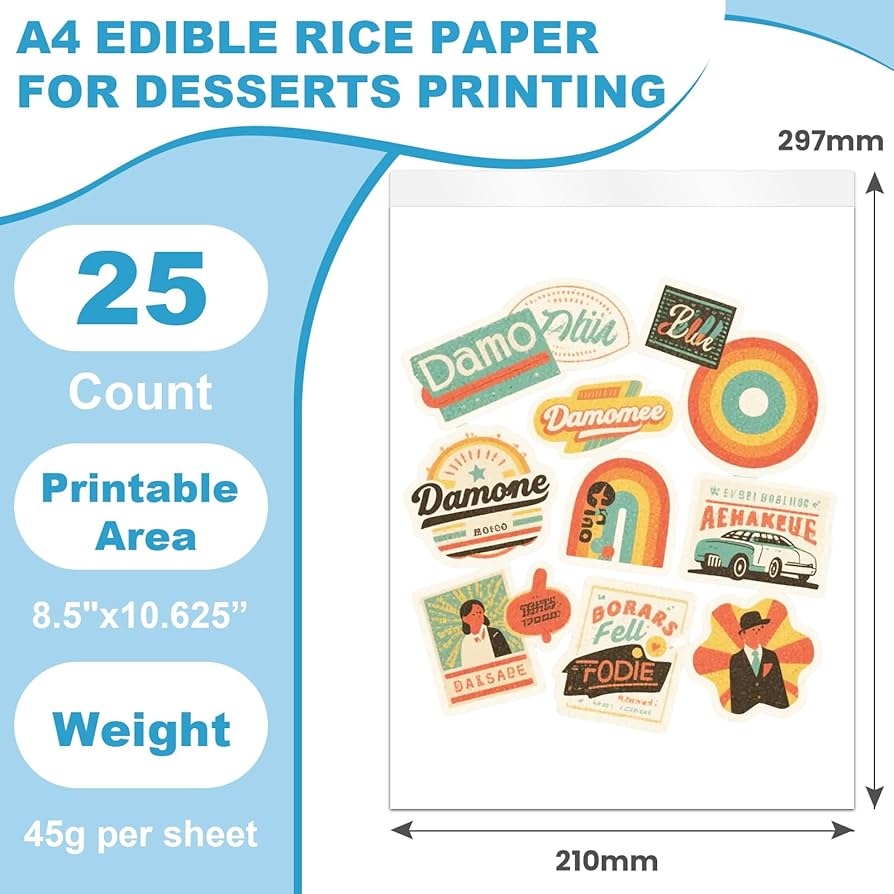 Amazon PatiFrussa 25 Count Edible Paper A4 11 7 X 8 3 Printable Frosting Sheets For Edible Printer Icing Sheets For Cakes Cupcakes And Cookies Professional Edible Image Paper Grocery Gourmet Food