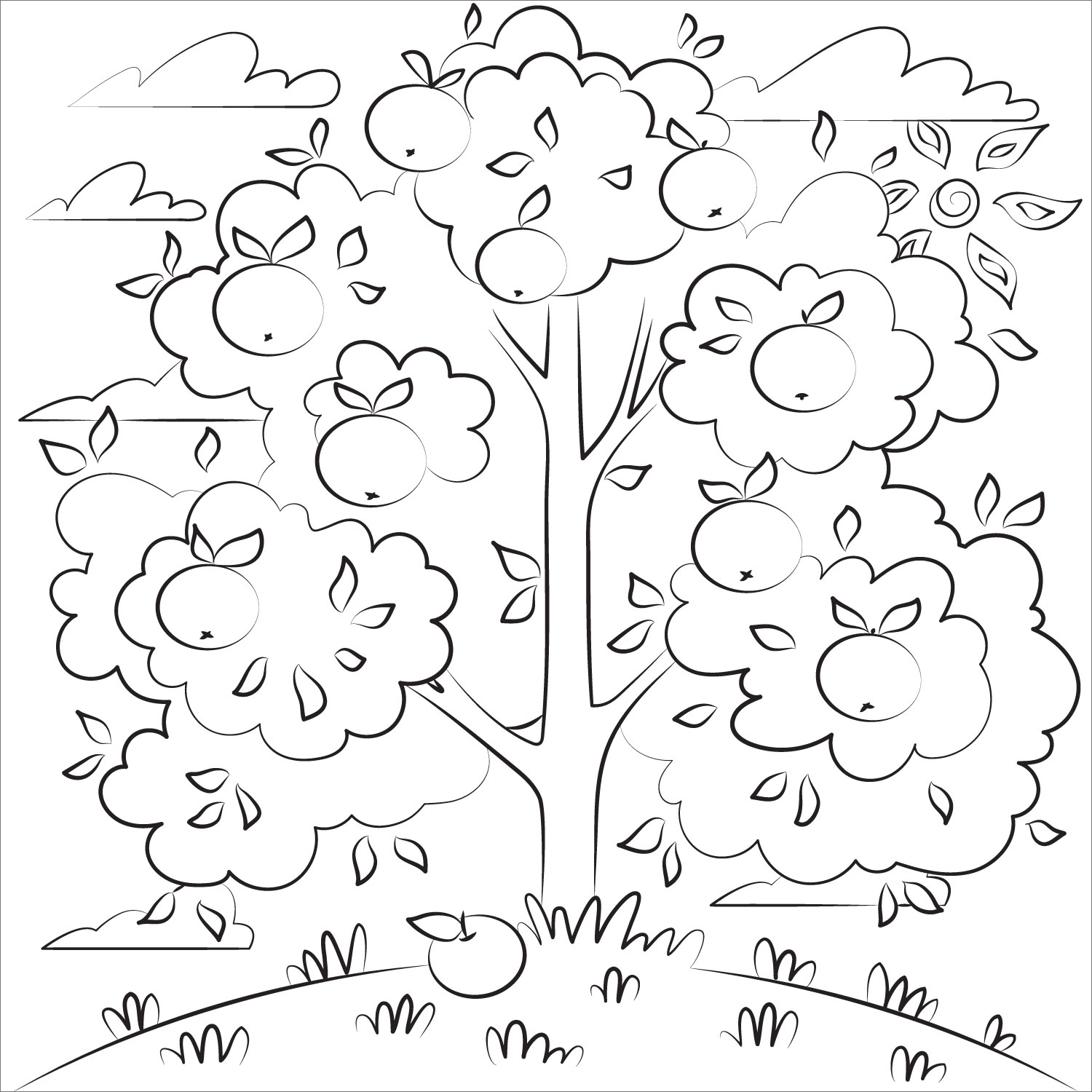Apple Tree Coloring Page Free Printable