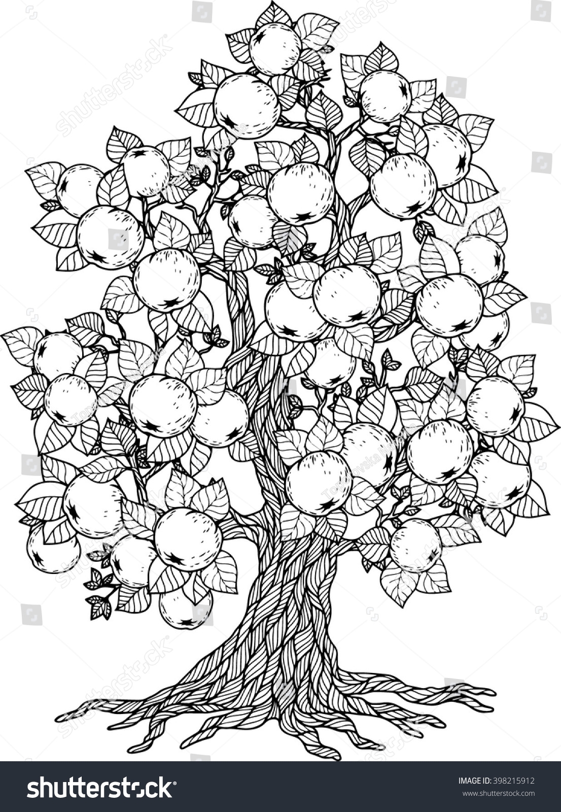 Apple Tree Vector Elements Coloring Book Stock Vector Royalty Free 398215912 Shutterstock