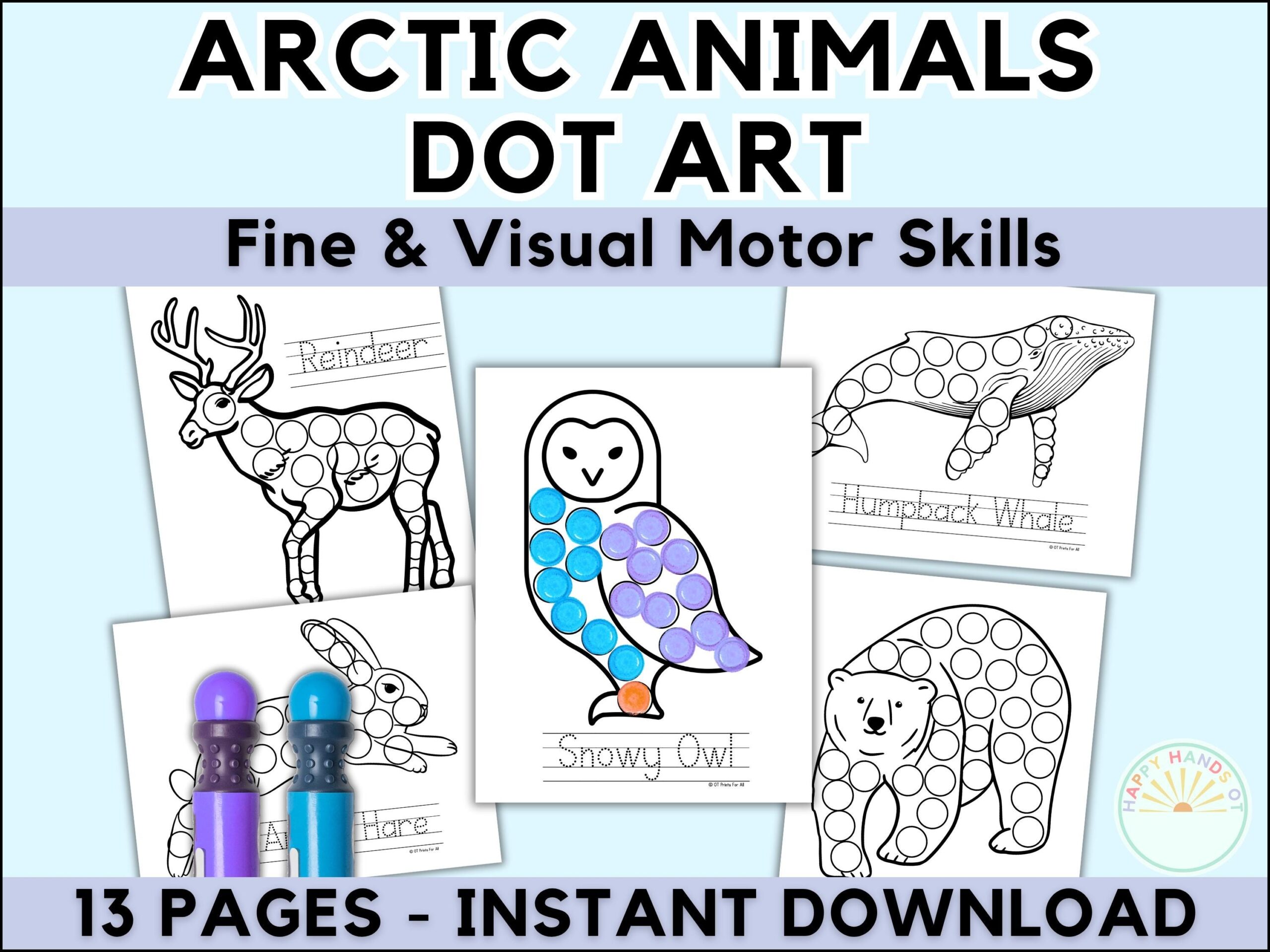 Arctic Animals Preschool Dot Marker Printable Arctic Animals Coloring Pages Tracing Winter Preschool Dot Art Toddler Winter Coloring Page Etsy