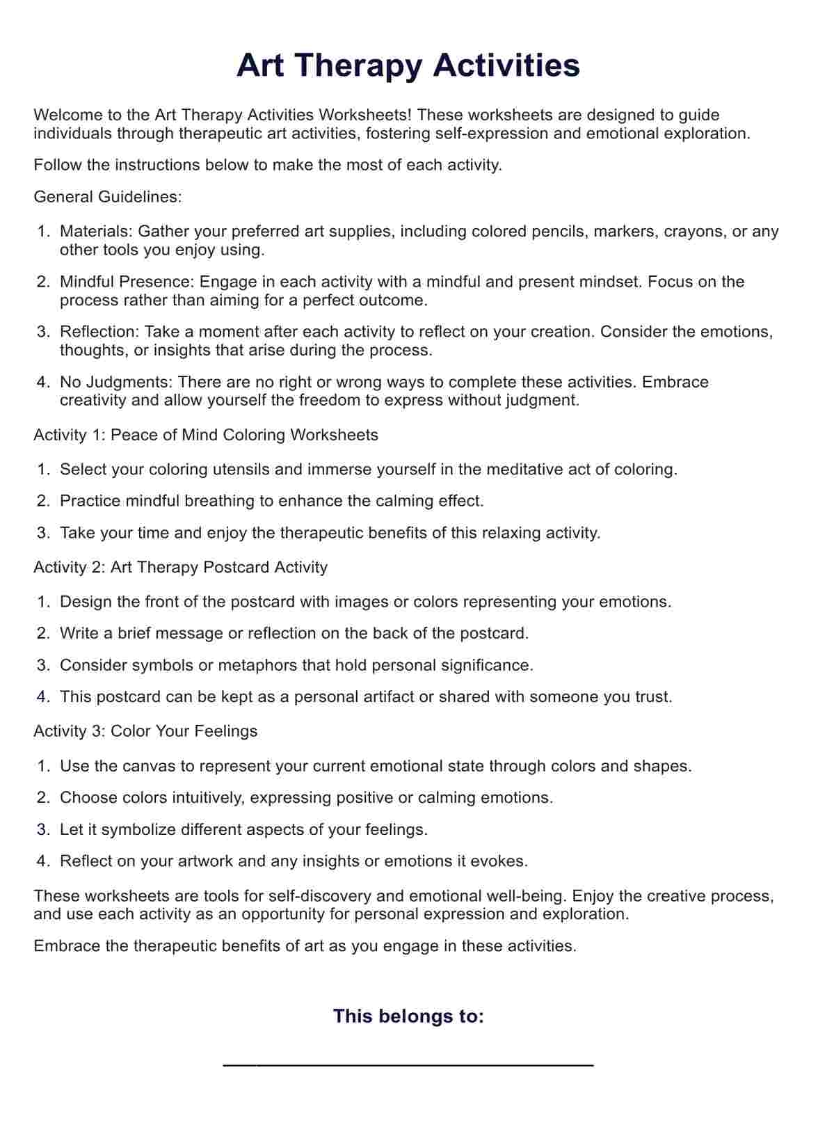 Art Therapy Activities PDF