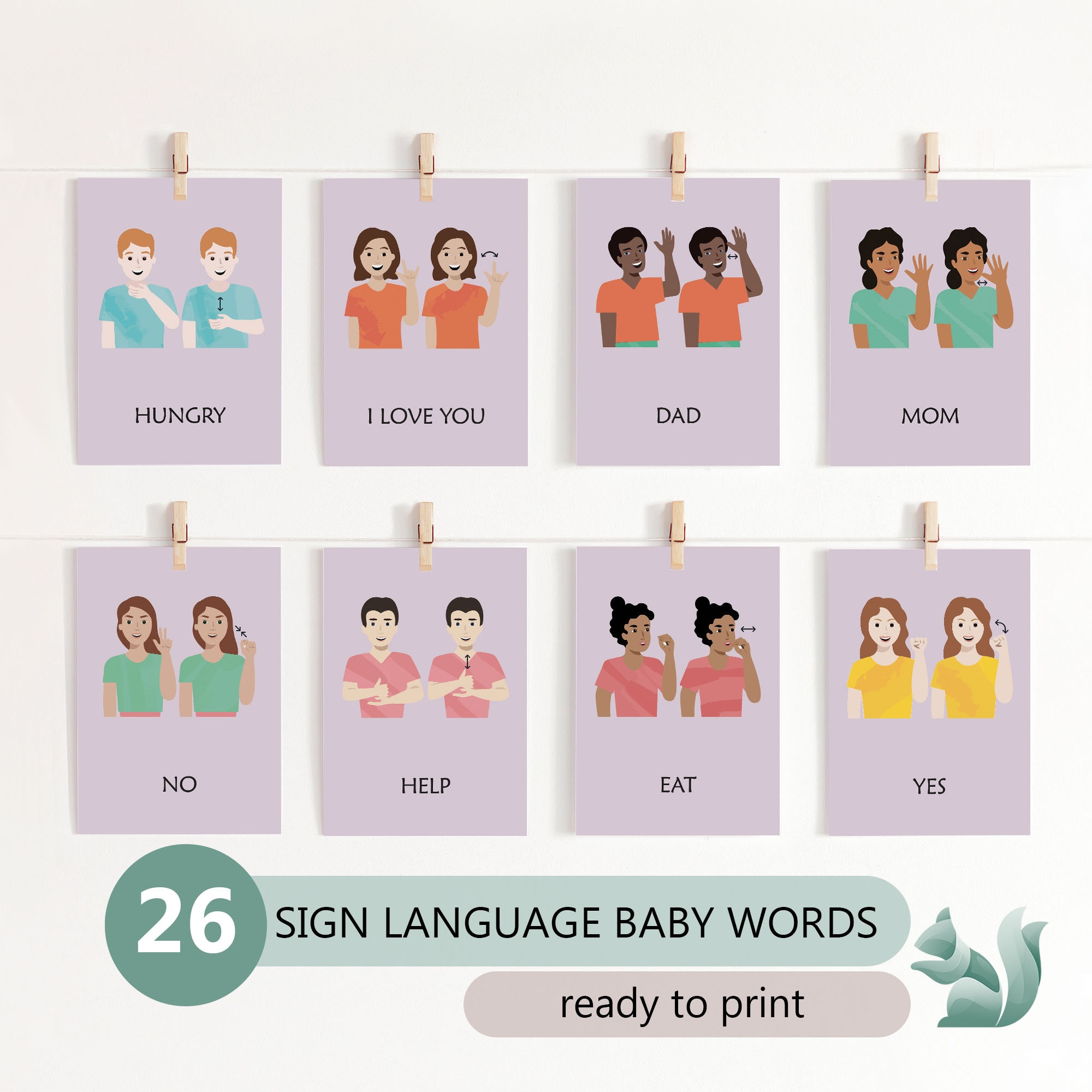Baby Sign Language Flashcards ASL Baby Words digital Download Etsy